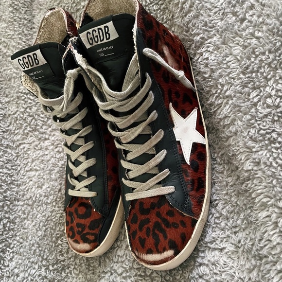 GOLDEN GOOSE RED LEOPARD HIGH TOPS - Picture 3 of 5